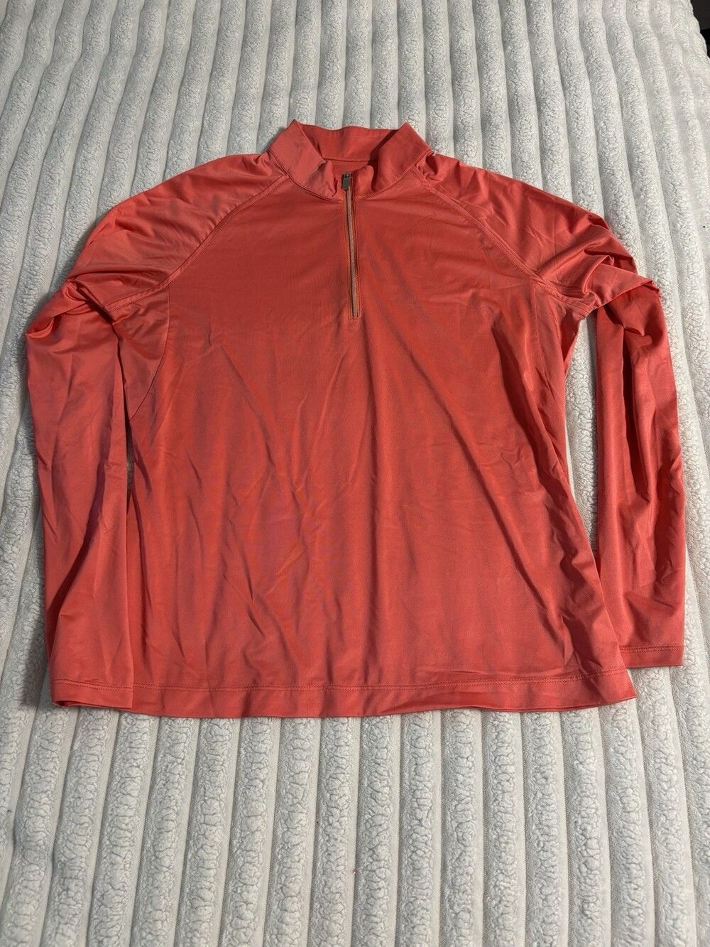 Tail Golf Shirt L Long Sleeve 1/4 Zip Womens Large Neon Coral Pink